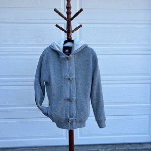 Men's gray knitted hooded jacket